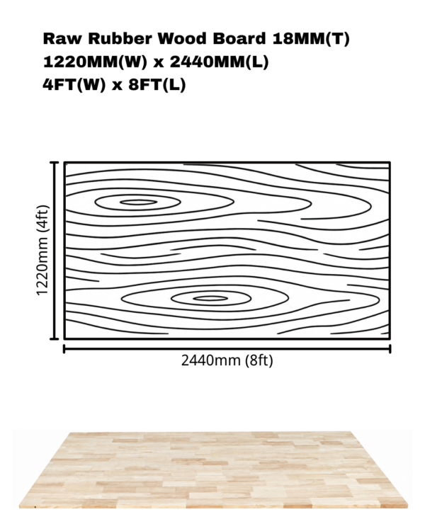 7 Raw Rubber Wood Board 18MM(T) x 1220MM(W) x 2440MM(L) Finger Jointed Board Papan Kayu Getah